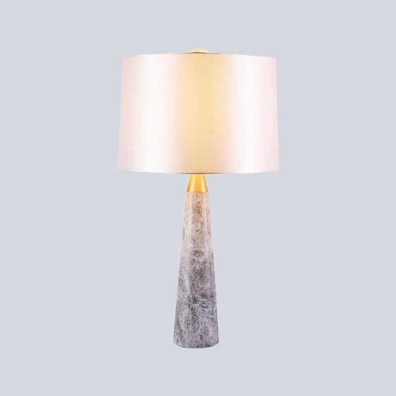 Tissu tambour de forme d'étude lampe modernistique 1 tête d'éclairage de tâche blanc avec la base en marbre