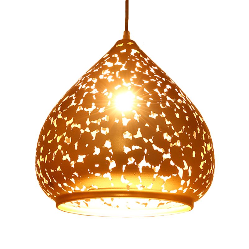 Arabisch geschnitzte hängende Lichtmetall 1 Glühbirne Hängsbeleuchtung in Silber/Bronze/Messing für Schlafzimmer