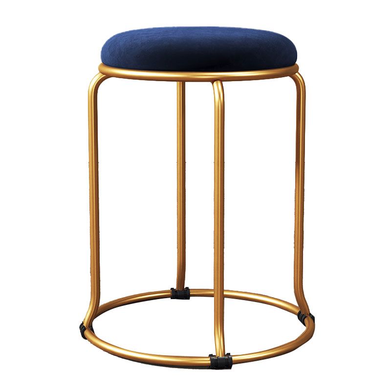 Glam Round Chair Ottoman Plain Velvet Metal Frame Scratch Sherpa Pouf