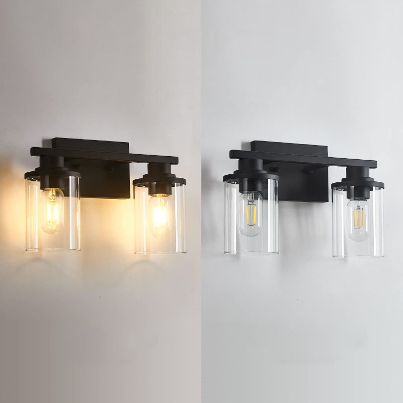 Iron and Glass Bathroom Vanity Lighting 2 / 3 / 4 - Light in Black & Clear Vanity Light