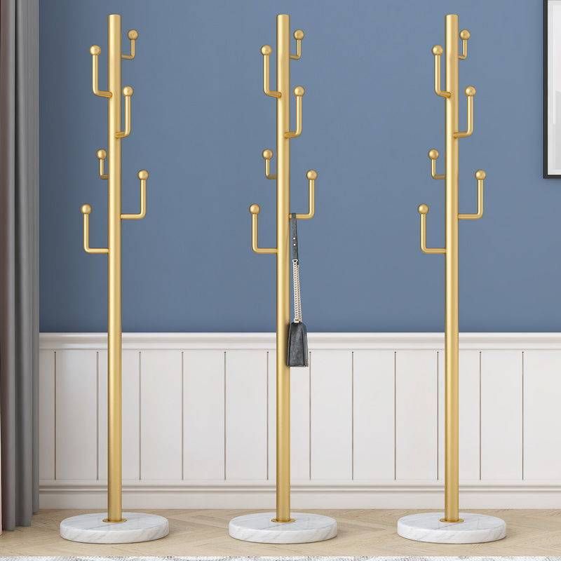 Marble Base Hall Tree Light Luxury Hanger Coat Metal Coat Rack with 6 Hooks