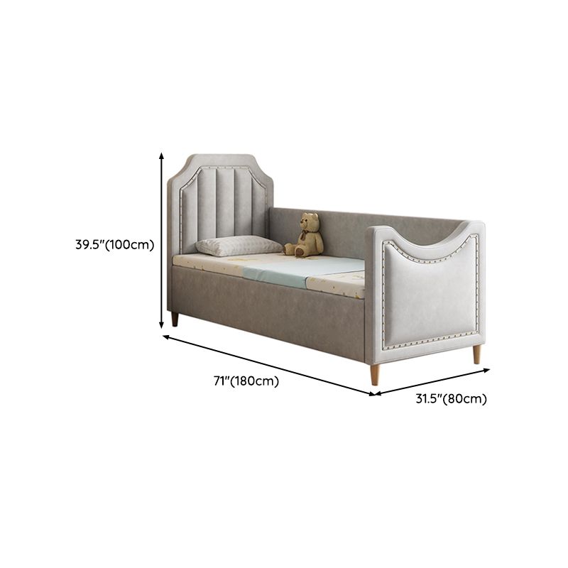 Nursery Bed with Guardrail in Light Grey Solid Wood Nursery Bed