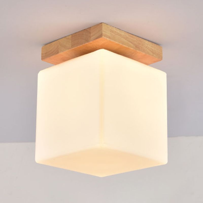 Nordic Wood Corridor Flush Ceiling Light Fixture Down Lighting Acrylic Flush Mount Light