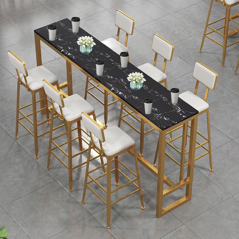 Glam Style Bar Table 42-inch Height Artificial Marble Top and Metal Base Bistro Table