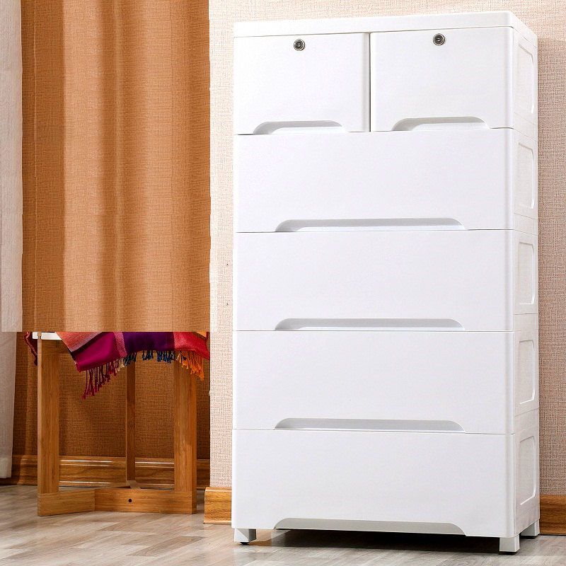 Plastic Kids Nightstand Modern Chest Nursery Dresser with 5/6 Drawers