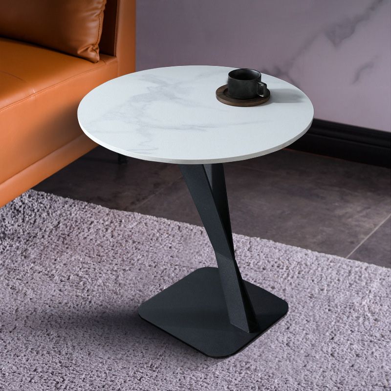 Marble Top End Table Mental Pedestal Sofa Side End Table for Living Room