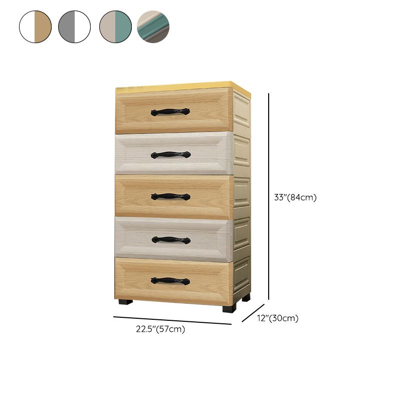 Modern Nursery Dresser Chest Plastic Kids Nightstand with 5/6 Drawers