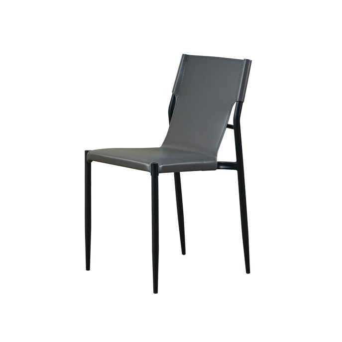 Minimalist Style Leather Dining Side Chair Armless Solid Back Chairs for Kitchen