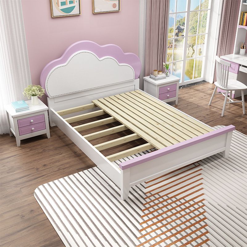 Modern Full & Queen Bed Frame in Rubberwood with Cloud-Shaped Headboard