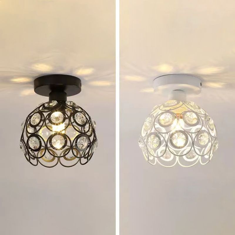 Modern Crystal Ceiling Light Minimalist Flush Mount Light Fixture for Bedroom