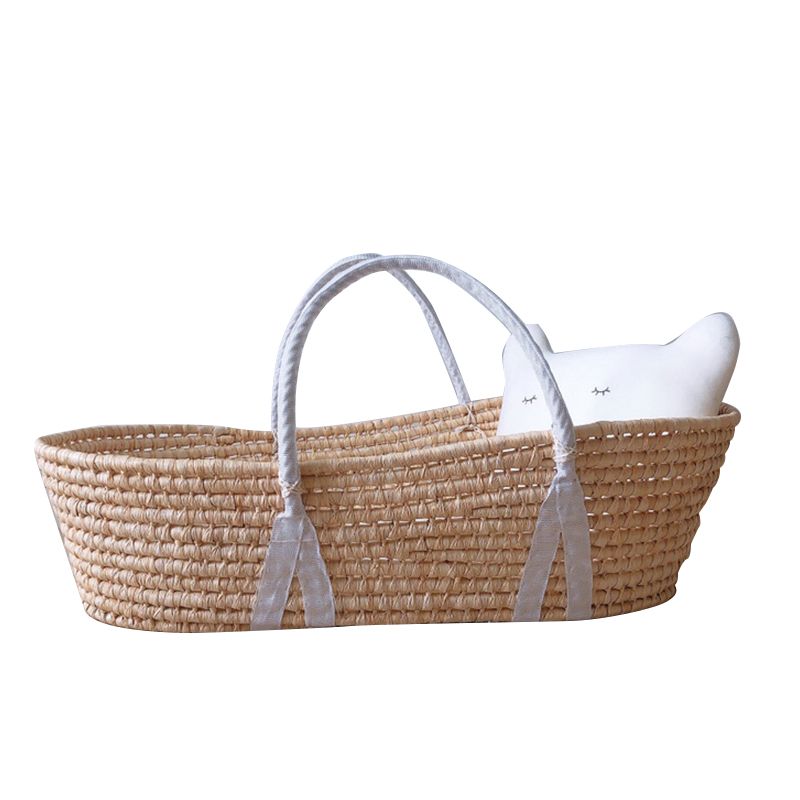 Classic Natural Baby Moses Basket Oval Rattan 10" H Crib Cradle