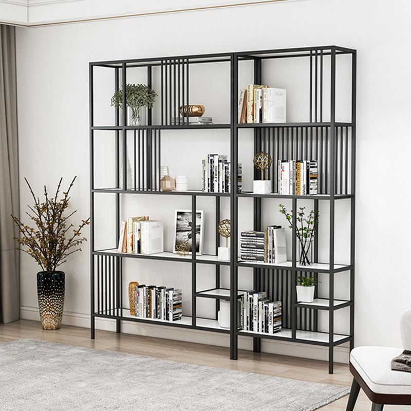 Metal Open Back Bookshelf Industrial Vertical Bookcase for Living Room