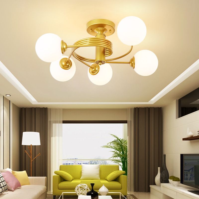 3/5-Light Black/Golden Modern Flush Mount Lighting LED Ceiling Light for Bedroom