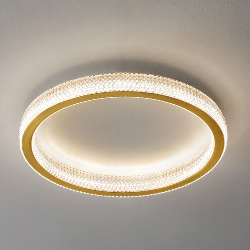 Golden Single Flush Mount Lighting Circle LED Ceiling Light for Living Room