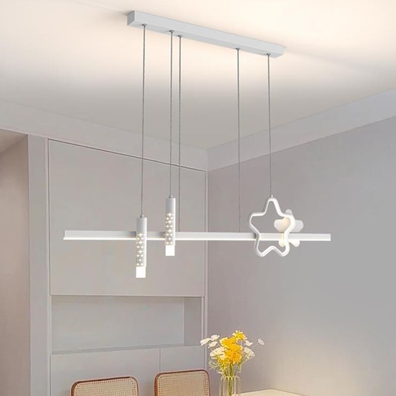 4-Light Modern White/Black Kitchen Island Lighting LED Ceiling Light for Bedroom