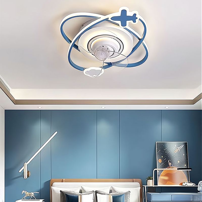 Multi Light Ceiling Fan Light Modern Style Metal Ceiling Fan Lighting for Living Room