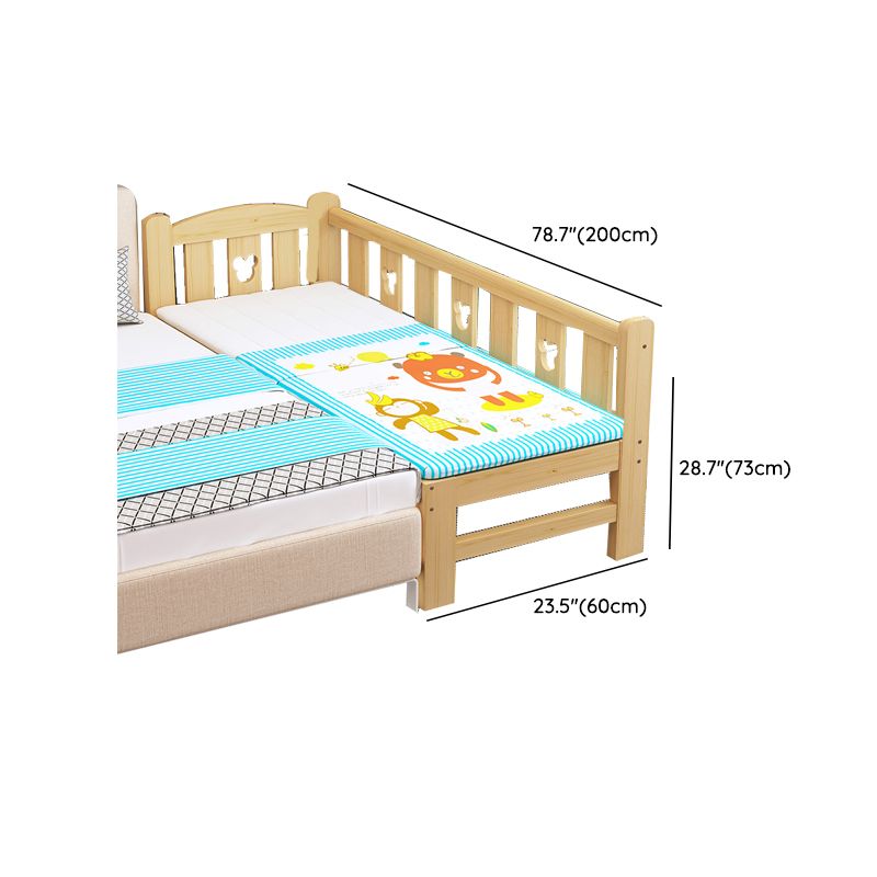 Glam Baby Crib with Mattress Washed Natural Wood with Guardrail Nursery Bed