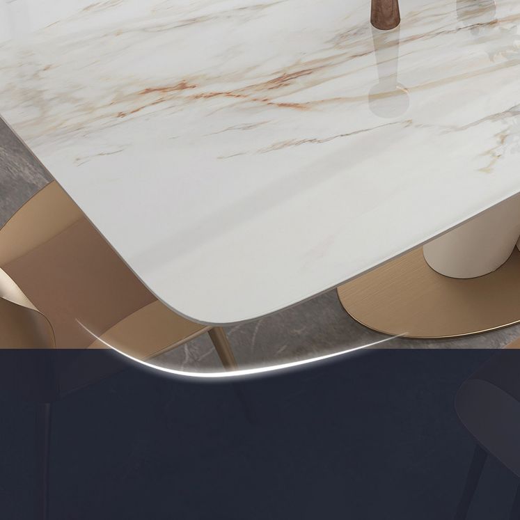 Ensemble de restauration en pierre fritté de style moderne avec table de forme de rectangle blanc et base de chevalet