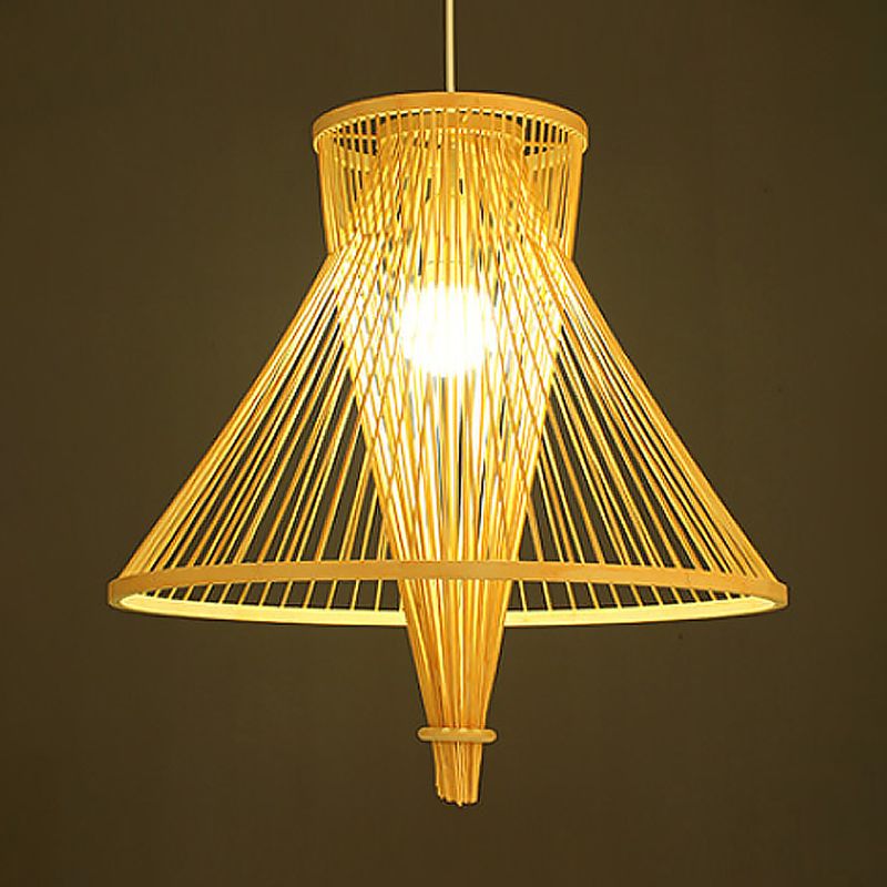 Bamboo Lantern Pendant Light Light Simple Style Hanging Lamping en beige pour salle à manger