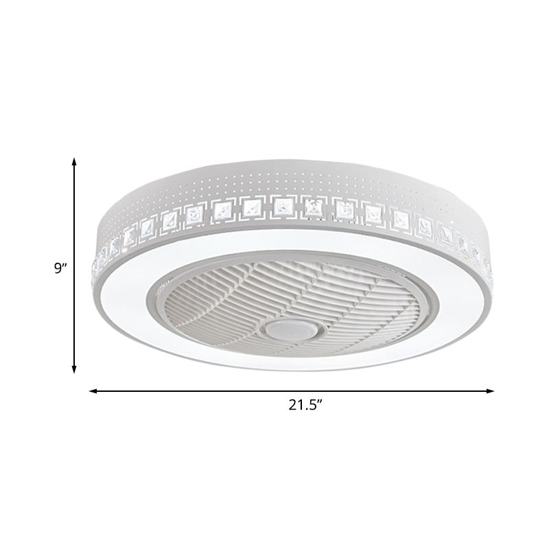 Fleur / carré ventilateur en métal LED contemporain LED 21,5 "W CHAMBRE SEMI FUSH LEMINGLING EN BLANC avec 4 lames