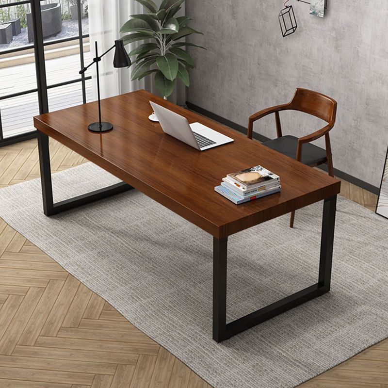 Industrial Solid Wood Writing Desk Sled Base Rectangular Office Desk with Iron Legs