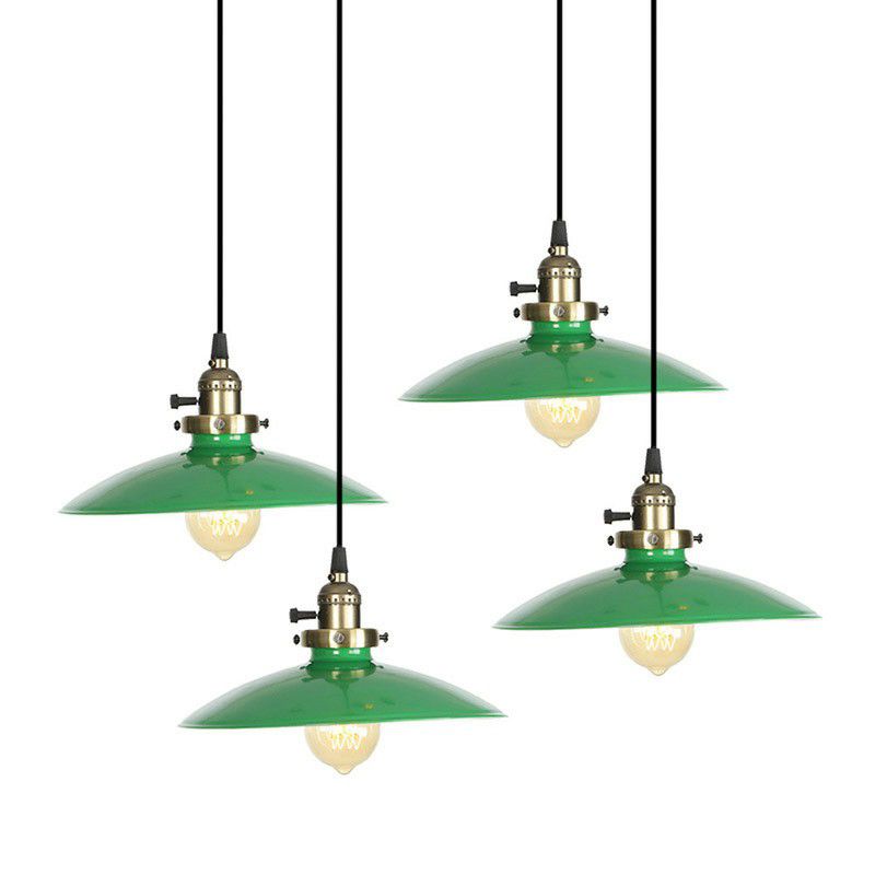 Iron Green Hanging Pendant platte kom 1 lichte loftstijl gesuspendeerd verlichtingsarmatuur