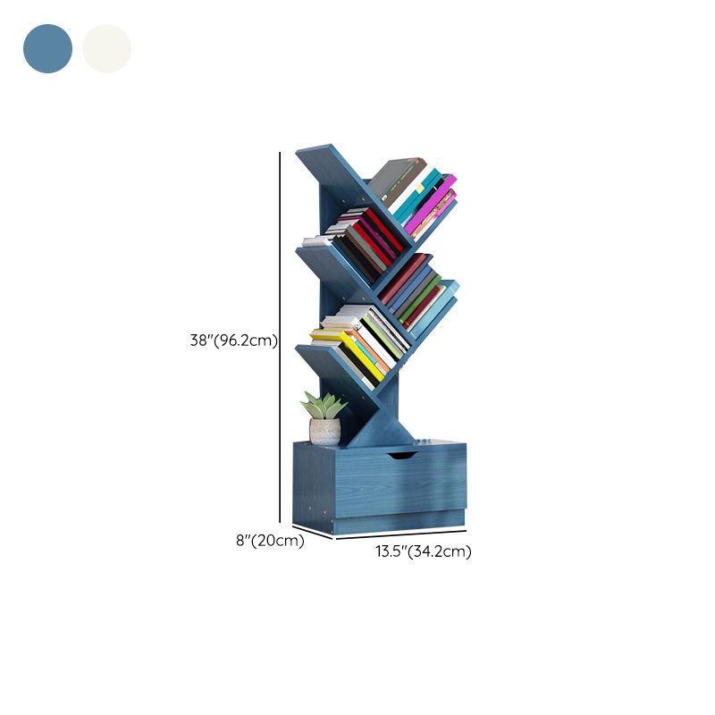 Contemporary Open Back Bookshelf Freestanding Standard Bookcase with Tree Theme