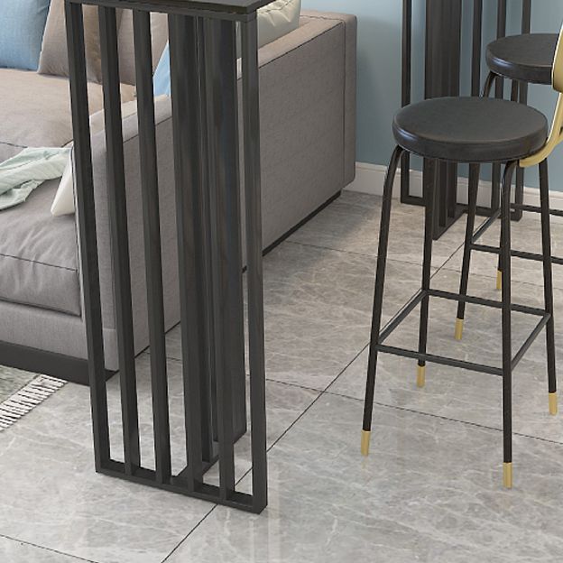 Modern Iron Bar Dining Table with Stone Top Rectangle Indoor Bistro Table