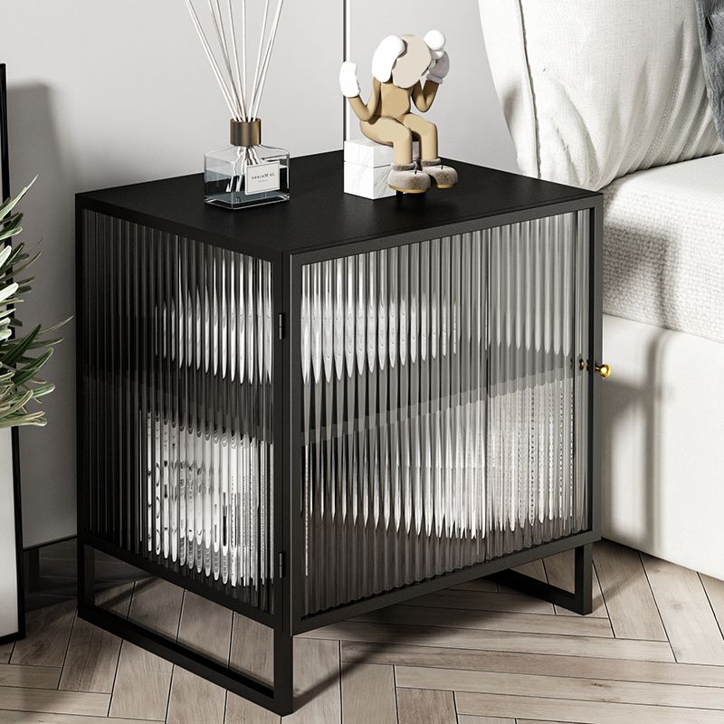 Modern Metal Bed Nightstand 1-Shelf Legs Included Bed Cabinet