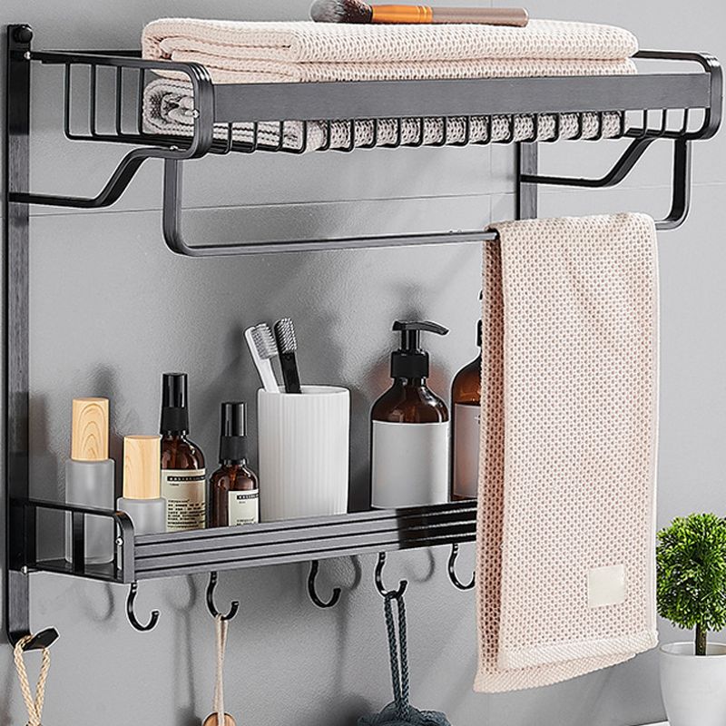 Black / Sliver Bathroom Accessory Aluminum Hardware Set Bath Shelf