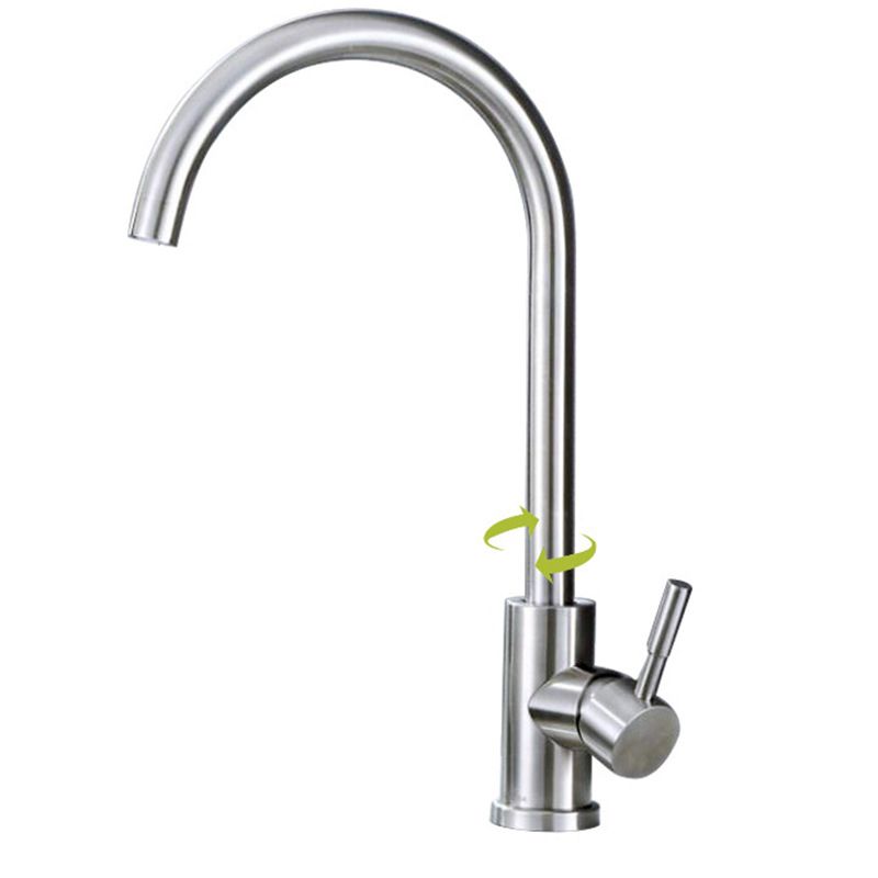 Stainless Steel Kitchen Faucet Single Handle Gooseneck Faucet