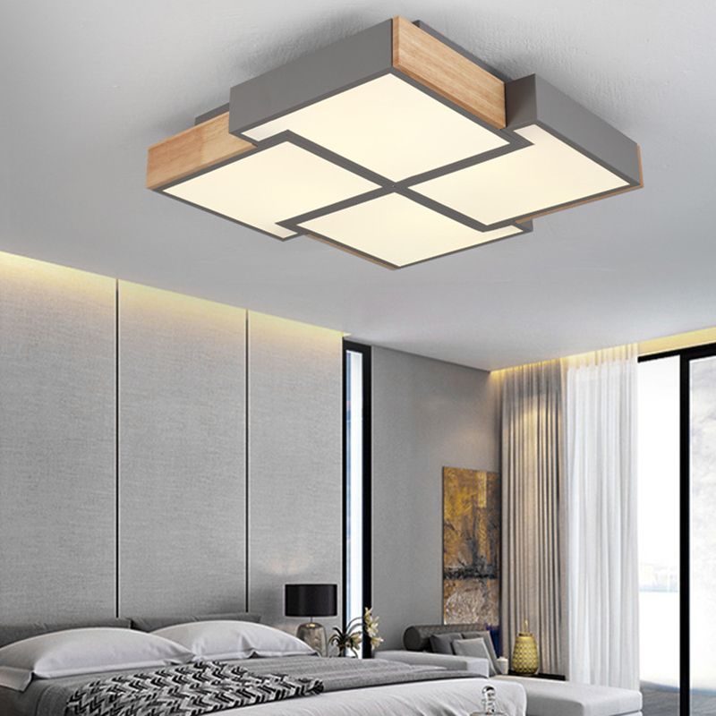 Geometric Flush Ceiling Light Minimal Metal Mount Lighting for Bedroom