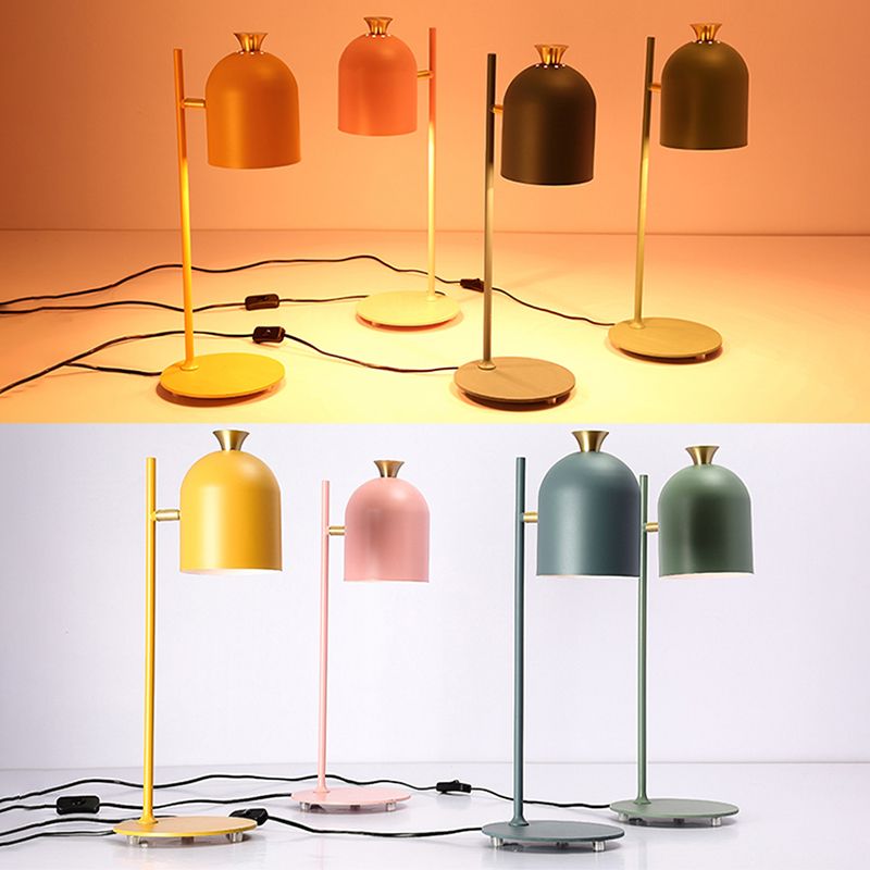 Metal Shaded Night Table Lamp Minimalist-Style Table Light for Bedside