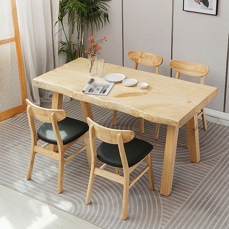 Modern 1/2/5 Pieces Rectangle Dining Set Solid Wood Dining Table with Chairs