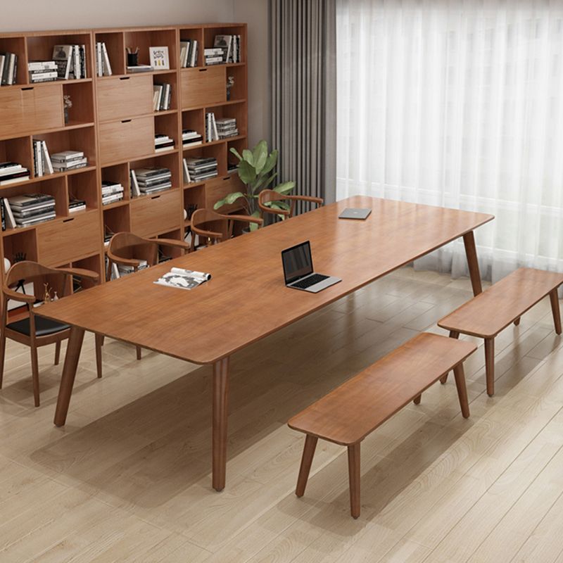 Solid Pinewood Office Writing Table Modern Rectangle Meeting Table