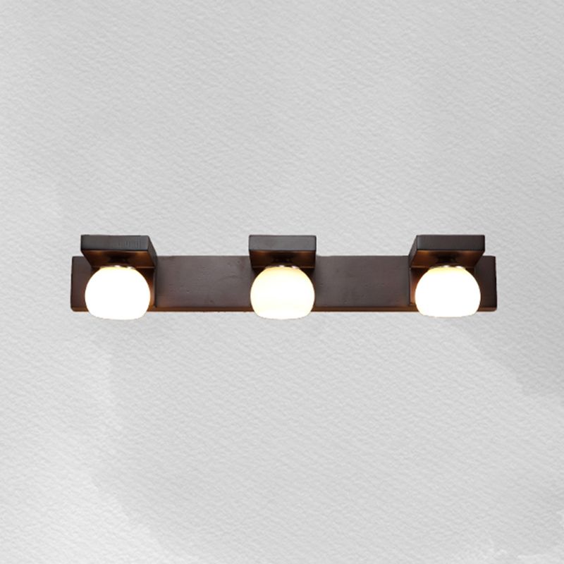 Industrial Glass Vanity Light Wooden Wall Light Sconce for Washroom