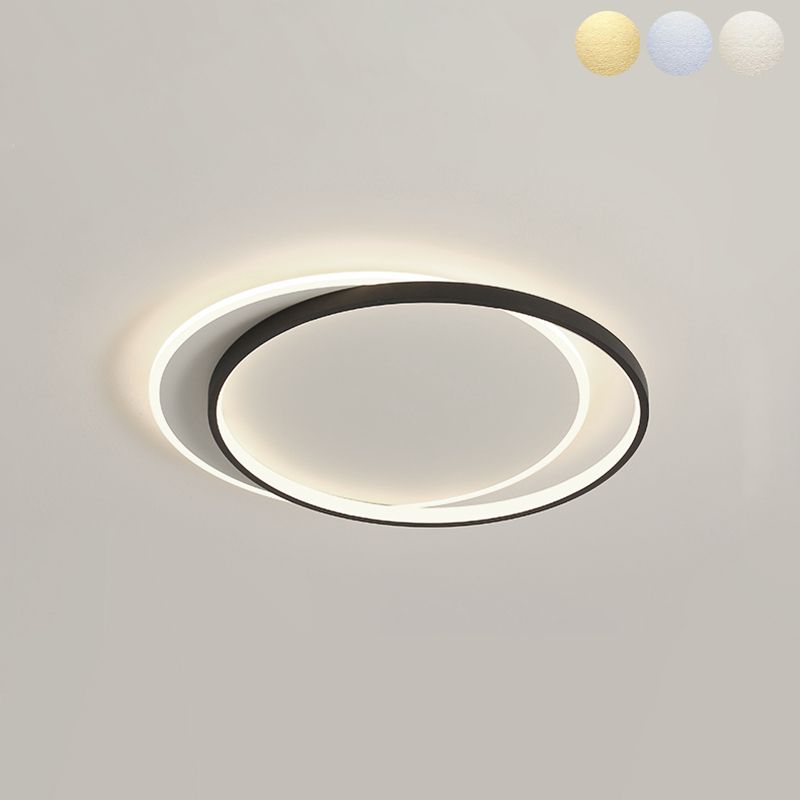 Black and White LED Ceiling Light in Modern Simplicity Iron Circular Flush Mount with Acrylic Shade