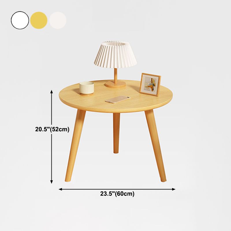 Round Modern Nightstand Imitation Wood Open Storage Night Table with Legs