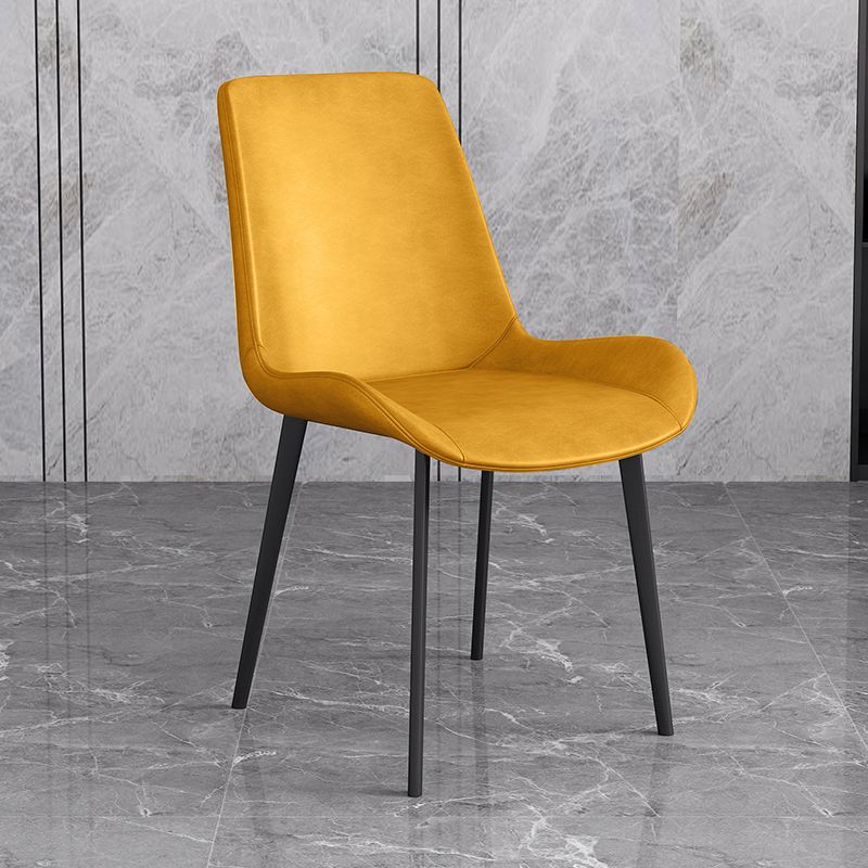 Coffee Shop Solid Back Glam Side Chair Matte Finish Faux Leather Dining Chairs