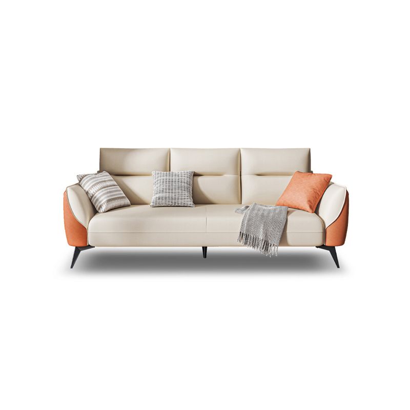 Contemporary Glam Faux Leather Sofa with Storage, Square Arm for Living Room