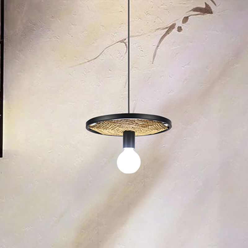 Metallic Ring Anhänger Beleuchtung Moderner Stil 1/3-Licht Schwarz Deckenlampe mit Seildetail für Esszimmer