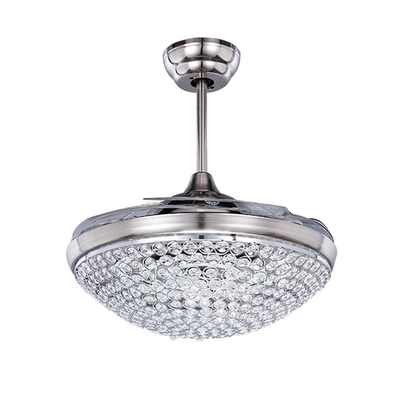 Éventail de plafond en forme de dôme contemporain LED LED LED MONT ARRIVANT EN NICKEL avec télécommande / Conversion de fréquence