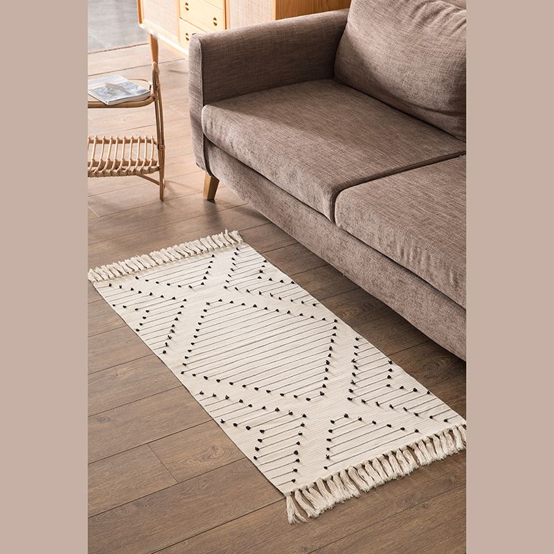 Victoria Living Room Carpet Americana Pattern Area Rug Cotton Blend Fringe Indoor Rug