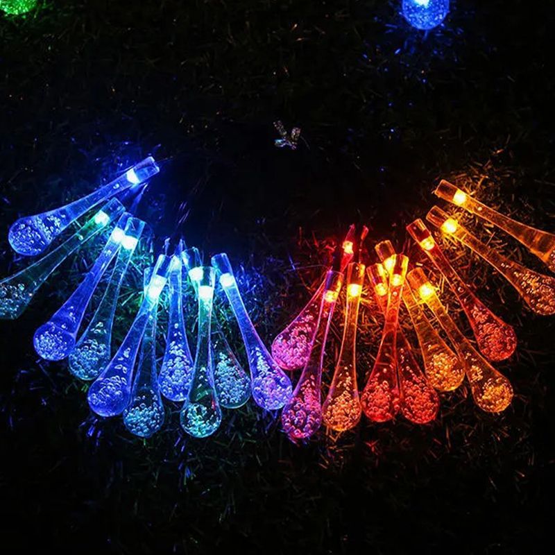 Modern Creative LED String Lights Plastic Teardrop Solar Energy Decorative Lamp for Outdoor