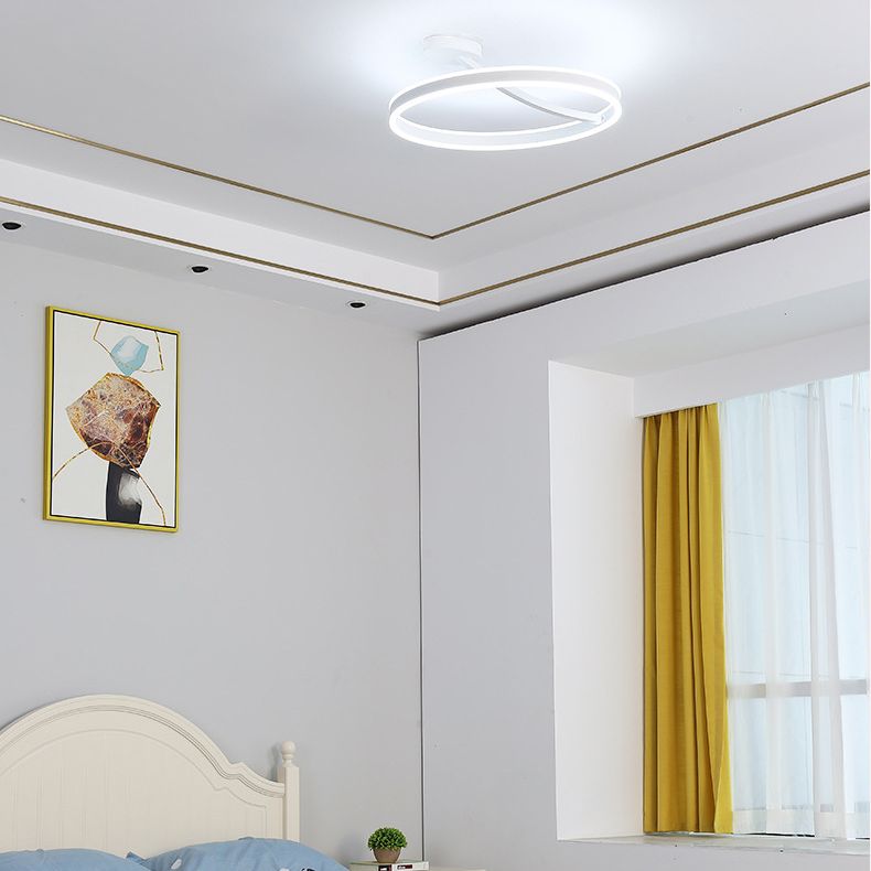 Aluminium Linear LED Semi Flush Mount in Modern Simplicity Acrylic 2-Light Ceiling Light for Bedroom