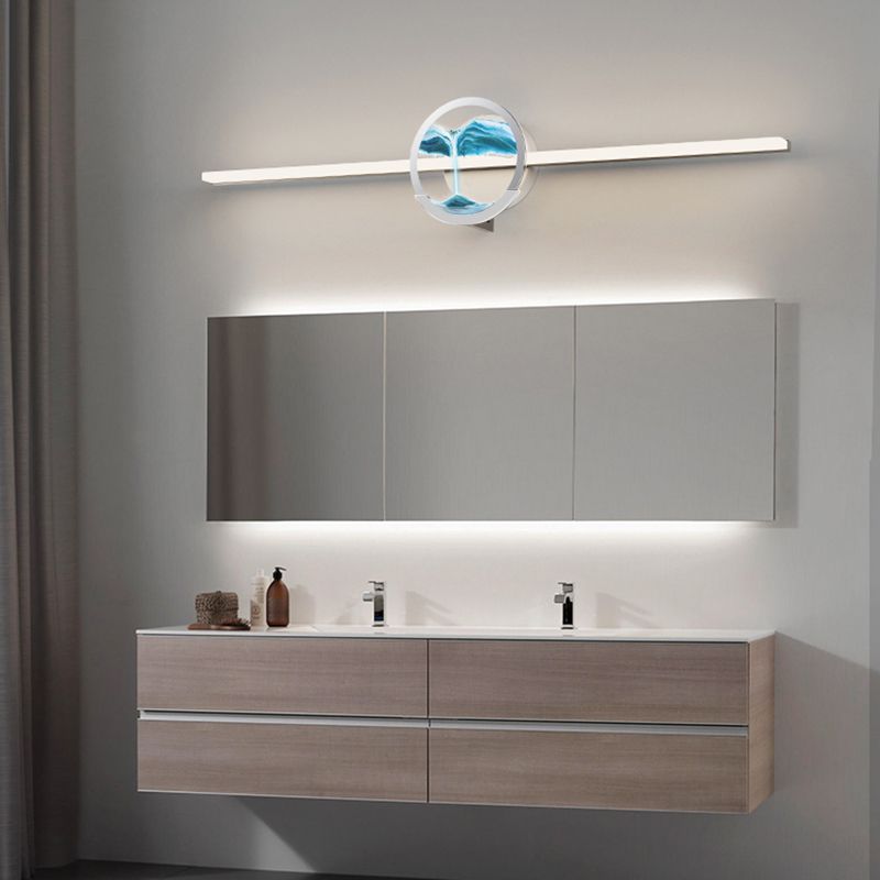 Modern Glass Wall Sconce Linear Shape Vanity Lamp with Acrylic Shade for Bathroom