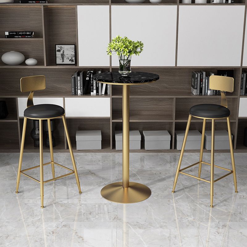 Glam -stijl gouden ijzeren balktafel marmeren top bistro tafel - 21.6 "w x 41.3" h h