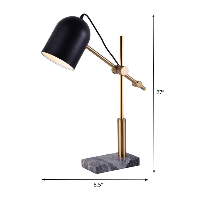 Modern Cylinder Table Light Metal 1 Bulb Small Desk Lamp in Black with Rotating Node