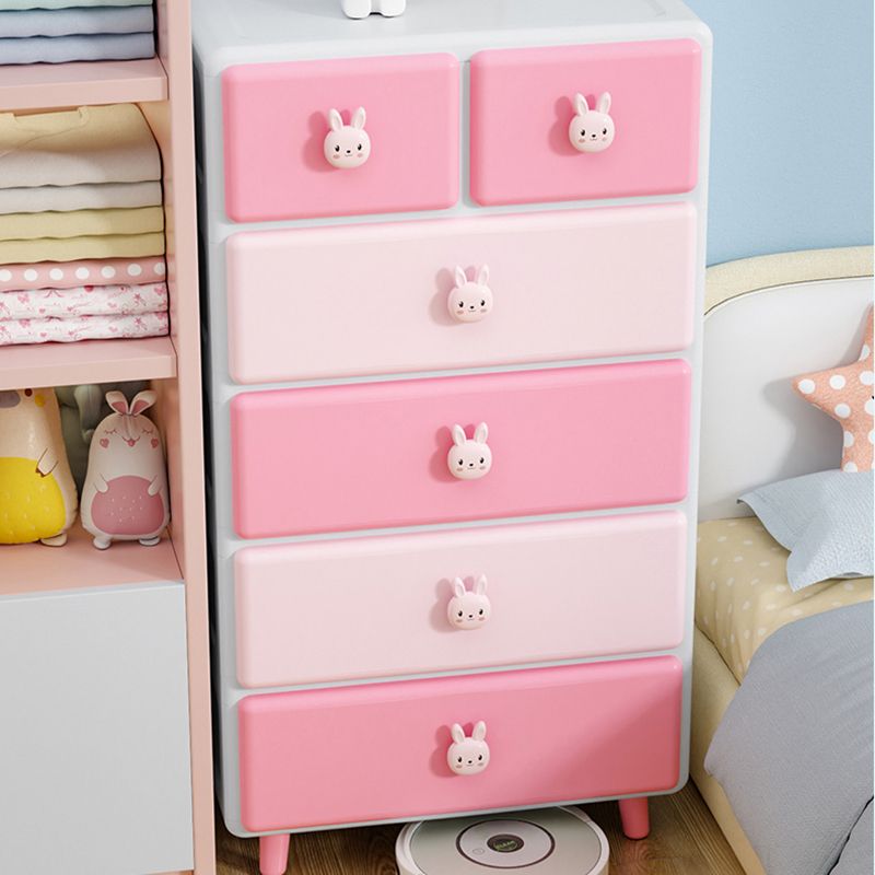 Contemporary Vertical Nursery Dresser Plastic Kids Nightstand with Drawers