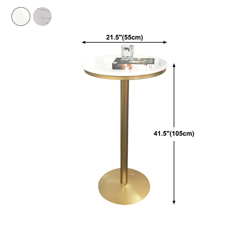 Glam Style Gold Metal Bar Table White Top Specialty Indoor Bistro Table